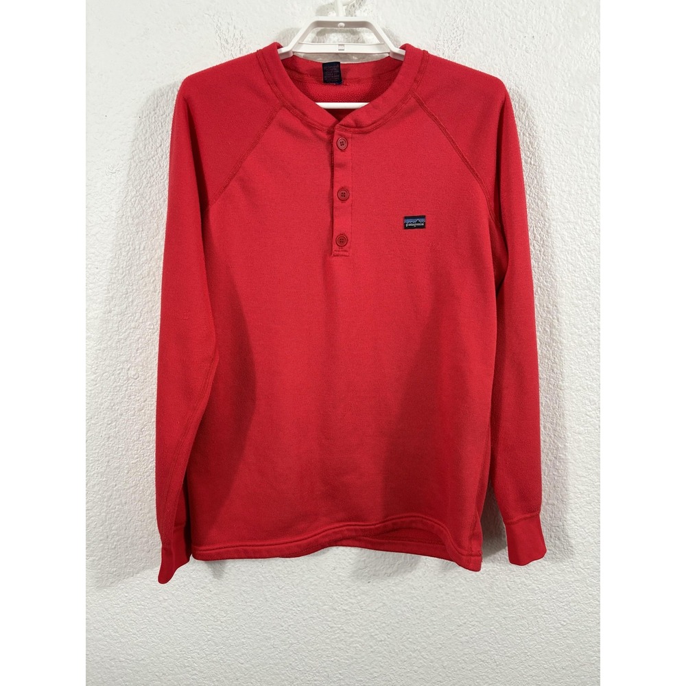 Vintage Patagonia Shirt Mens Medium Red Capilene Henley Thermal Made in USA 90s